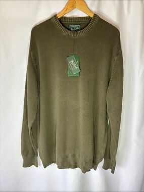 Woolrich 100% Cotton Crewneck Sweater Olive Green XXL NWT